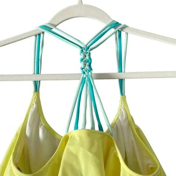 PINK Victoria's Secret Stretch Halter Ruffle Bikini Top Swimsuit Yellow Medium - Picture 4 of 7